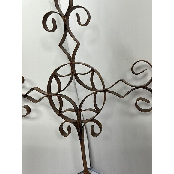 Metal Rustic Distressed Scroll Old World Large Cross Made In The Philippians - Picture 4 of 11